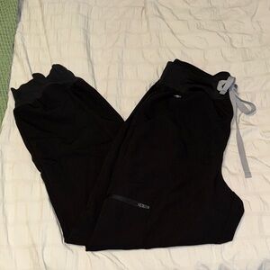 Figs Black Jogger Pants with Gray Accents